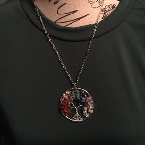 Multicolored Tree of Life necklace.
